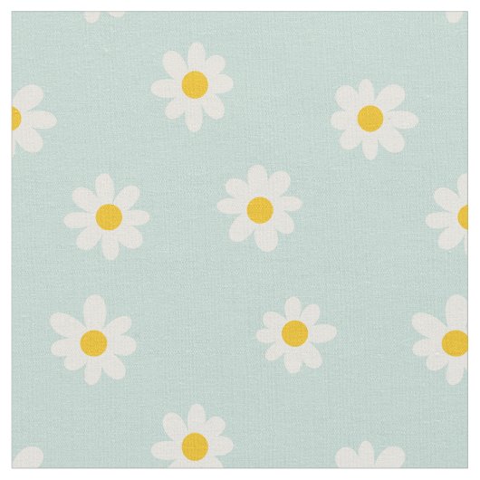Kleine Gänseblümchen / sanftes Teal  Stoff (Nahaufnahme)