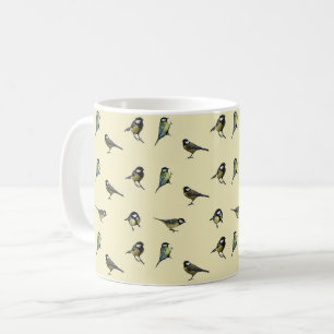 Kleine Gartenmuster Vögel auf Beige Kaffeetasse