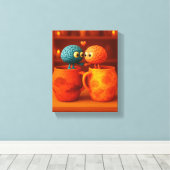 Kleine Gehirne in Liebe Stehend auf Tasse auf dem  Leinwanddruck (Insitu (Holzboden))