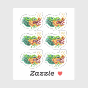 Kleine Gelb- und Gründrachenköpfe Aufkleber