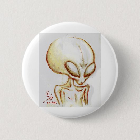 Kleine gelbe alienform - ich bin Nr. vier Button (Vorderseite)