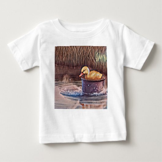 Kleine gelbe Entenpiele in Eimer Baby T-shirt (Vorderseite)