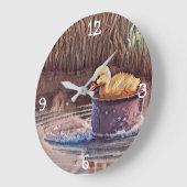 Kleine gelbe Entenpiele in Eimer Große Wanduhr (Winkel)