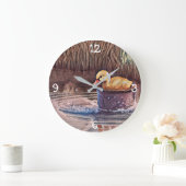 Kleine gelbe Entenpiele in Eimer Große Wanduhr (Zuhause)