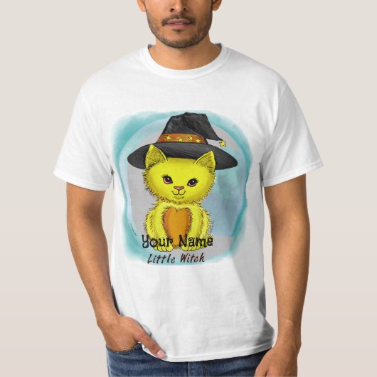 Kleine Gelbe Katze Hexenkatze T - Shirt (Vorderseite)