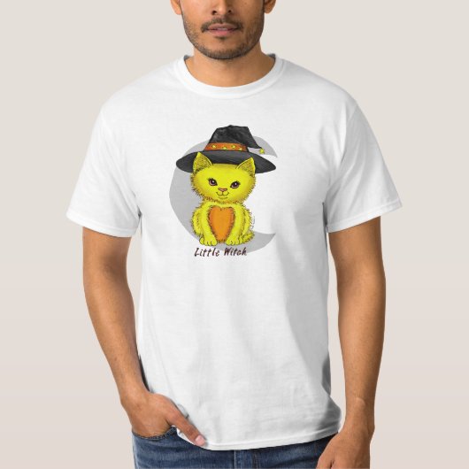 Kleine Gelbe Katze Zierhexe T - Shirt (Vorderseite)