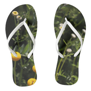 Kleine gelbe und weiße Blumen Flip Flops Badesandalen