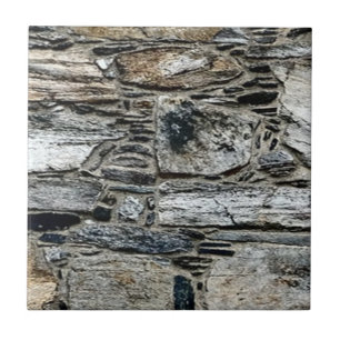 Kleine, gemusterte Keramik-Tile - grau, braun Fliese