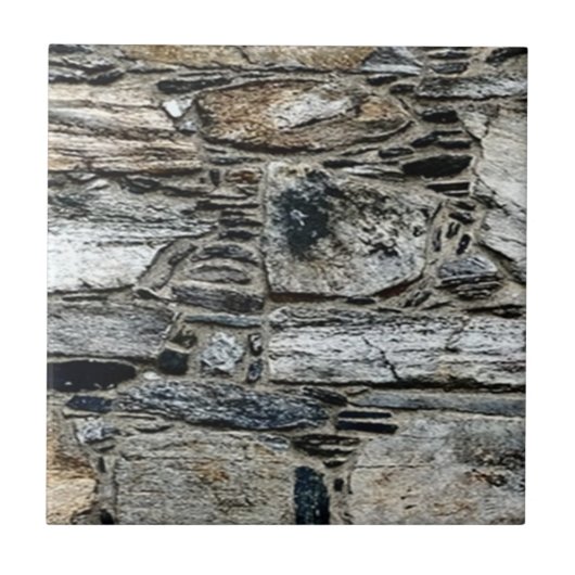 Kleine, gemusterte Keramik-Tile - grau, braun Fliese (Vorderseite)