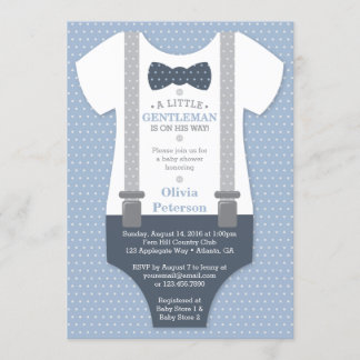 Kleine Gentleman Baby Dusche Einladung, blau, grau Einladung