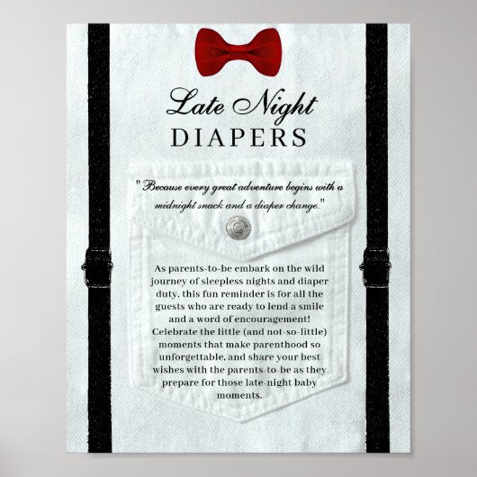 Kleine Gentleman Babydusche Spätnachtsdiapers Poster (Vorne)