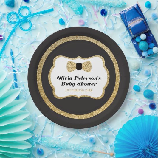 Kleine Gentleman Teller, Schwarz, Gold Pappteller (Party)