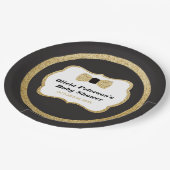 Kleine Gentleman Teller, Schwarz, Gold Pappteller (Schrägansicht)