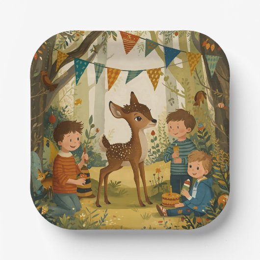 Kleine Gepunktete Geburtstagsparty des Hirschwalde Pappteller (Vorderseite)