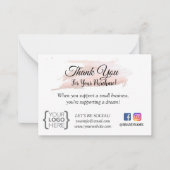 KLEINE GESCHÄFTE DANKEN SIE BESTELLEN KARTE BLUSH (Vorderseite)