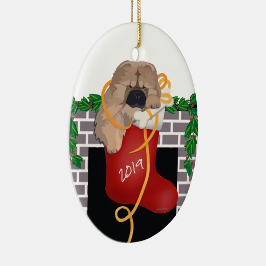 KLEINE GESCHENK 2019 Chow Welpenverzierung Keramik Ornament (Rechts)