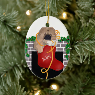 KLEINE GESCHENK 2019 Chow Welpenverzierung Keramik Ornament