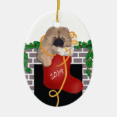 KLEINE GESCHENK 2019 Chow Welpenverzierung Keramik Ornament (Vorne)