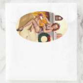 Kleine Geschenk Button hoch Ovaler Aufkleber (Tasche)