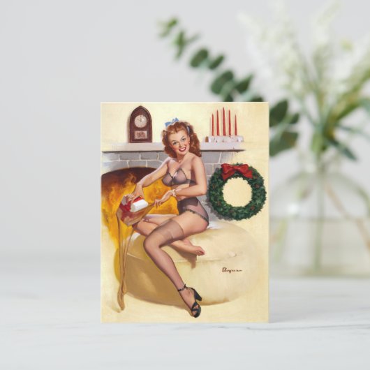 Kleine Geschenk Button hoch Postkarte (Stehend Vorderseite)