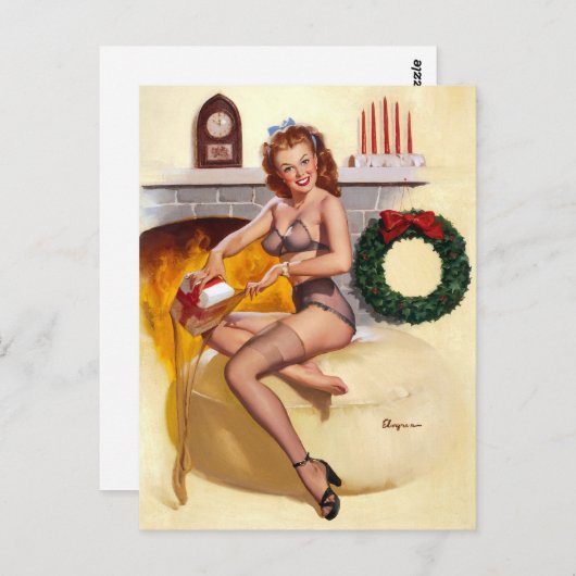 Kleine Geschenk Button hoch Postkarte (Vorne/Hinten)