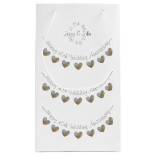 kleine Geschenktasche des Perlenherz-Hochzeitstags Geschenktüte