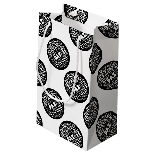 Kleine Geschenktasche Friedensdesign in mehreren S Kleine Geschenktüte (Rückseite Schrägansicht)