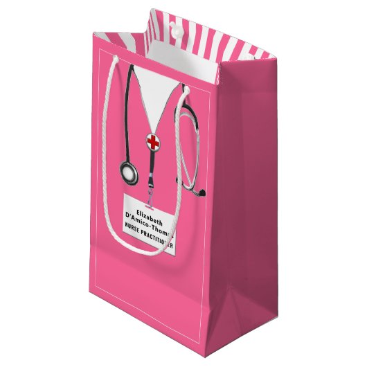 Kleine Geschenktasche für Krankenschwester oder Är Geschenktüte (Vorderseite Schrägansicht)