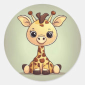 Kleine Giraffe Runder Aufkleber (Vorderseite)