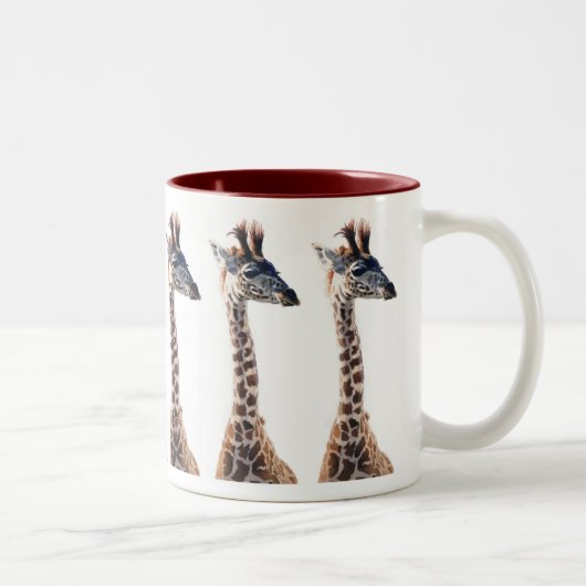 "Kleine Giraffen-" Tier-Tier-Aquarell Zweifarbige Tasse (Rechts)