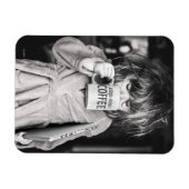 Kleine Girl Drink Kaffee Magnet (Horizontal)