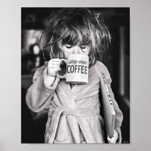 Kleine Girl Drink Kaffee Poster