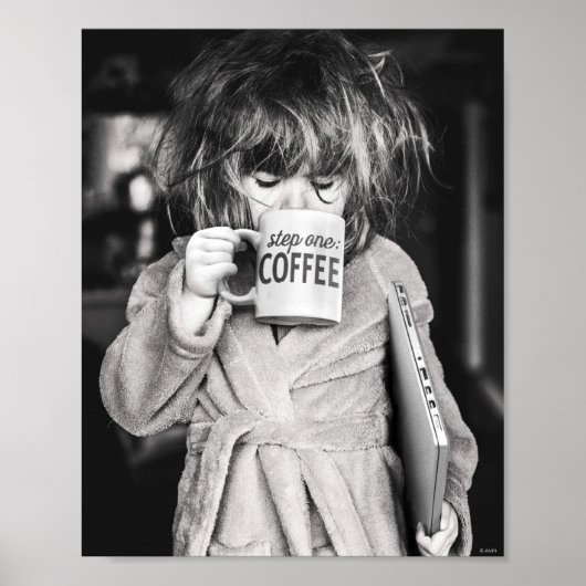Kleine Girl Drink Kaffee Poster (Vorne)