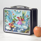 Kleine Girl Fairies Fütternd Schwäne Metall Brotdose (Beispiel)