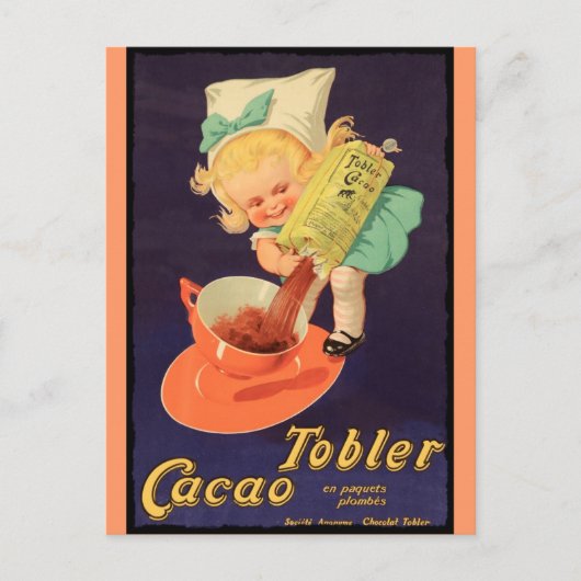 Kleine Girl macht heiße Schokolade Postkarte (Vorderseite)