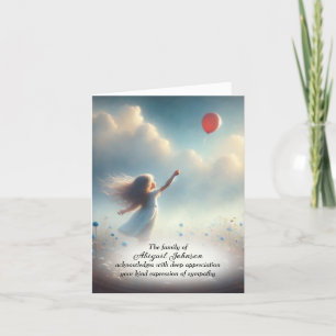 Kleine Girl mit Red Balloon Beileid Danke