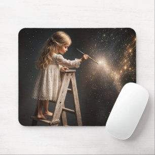 Kleine Girl Painting Night Stars Mousepad