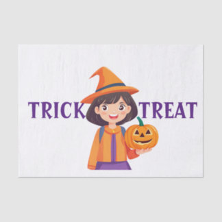 Kleine Girl Pumpkin Trick oder Treat Seidenpapier