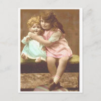kleine Girl-Puppe Vintage Postkarte