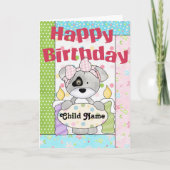Kleine Girl Puppy - individuell anpassbare Happy B Karte (Vorderseite)