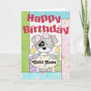 Kleine Girl Puppy - individuell anpassbare Happy B Karte
