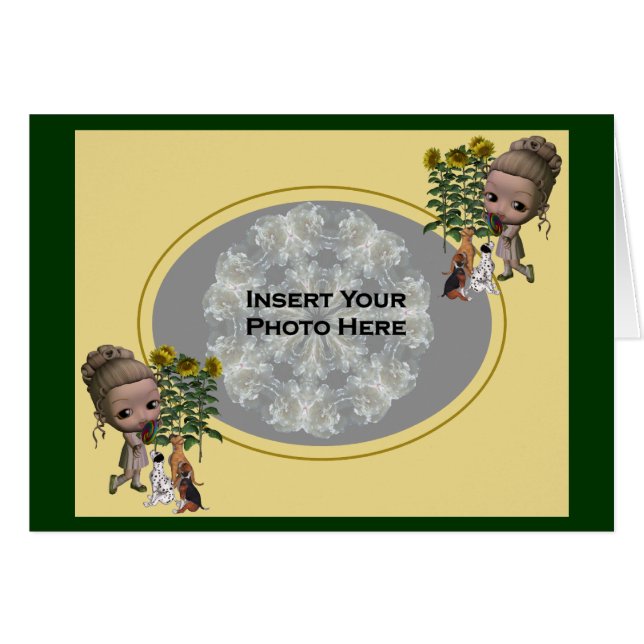 Kleine Girl- und Welpen-Fotokarte (Vorderseite (Horizontal))