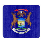 Kleine Glasschneidertafel mit Michigan-Flagge Schneidebrett (Vorderseite)
