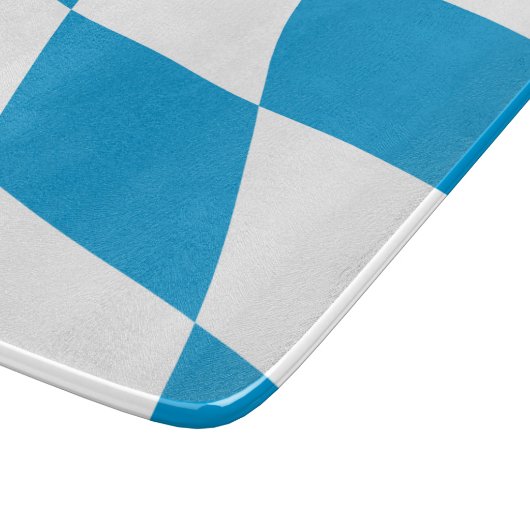 Kleine Glasschneidplatte - bayerische Flagge Schneidebrett (Ecke)
