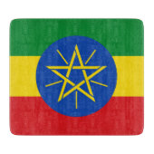 Kleine Glasschneidplatte mit der Flagge Äthiopiens Schneidebrett (Vorderseite)