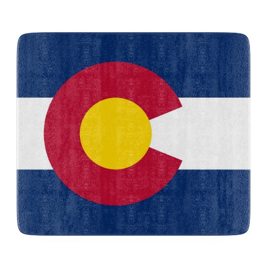 Kleine Glasschneidplatte mit der Flagge Colorado Schneidebrett (Vorderseite)