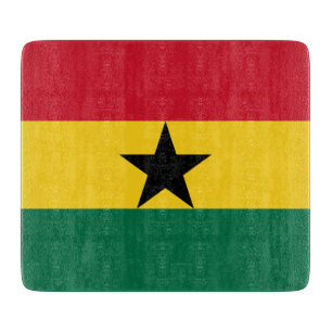Kleine Glasschneidplatte mit der Flagge Ghanas Schneidebrett