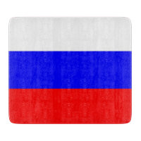 Kleine Glasschneidplatte mit der Flagge Russlands
