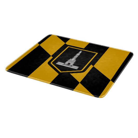 Kleine Glasschneidplatte mit der Flagge von Baltim Schneidebrett (Ecke)