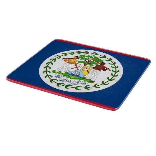 Kleine Glasschneidplatte mit der Flagge von Belize Schneidebrett (Ecke)